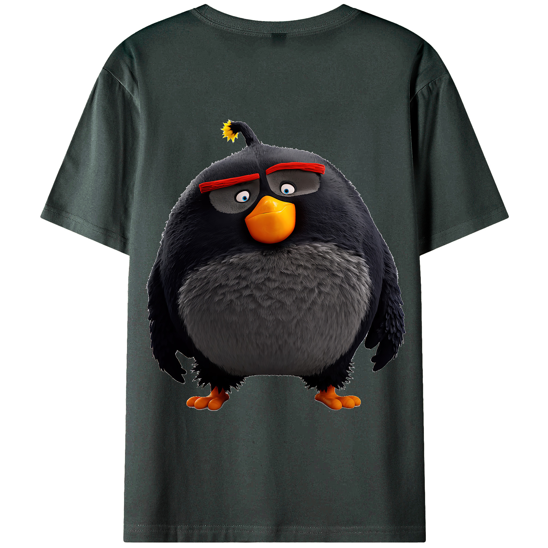 （画像用） Angry Birds アングリーバード 綿100％ メンズ半袖Tシャツ（バックプリント） 通気性